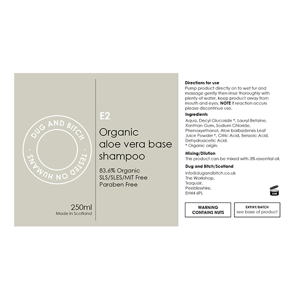 E2 - Organic aloe vera base shampoo. (12 x Trade Pack)