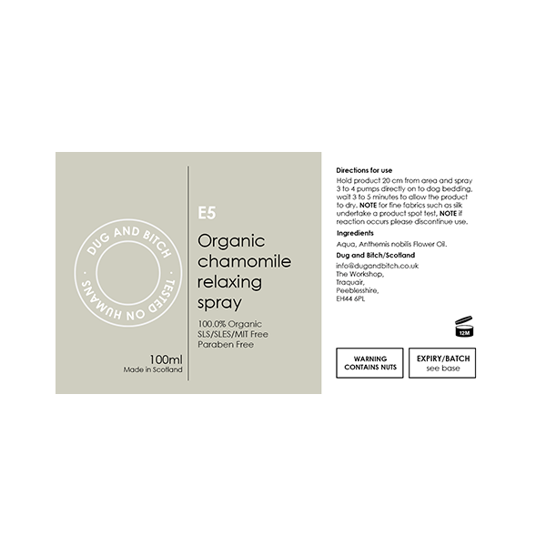 E5 - Organic chamomile relaxing spray. (12 x Trade Pack)